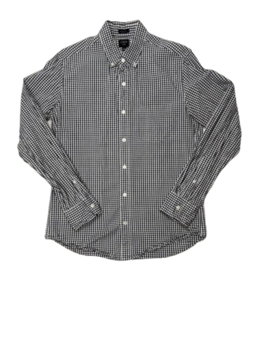 J. Crew Flex Slim Fit Navy Blue & White Gingham Button-Down Shirt Sz M #2521